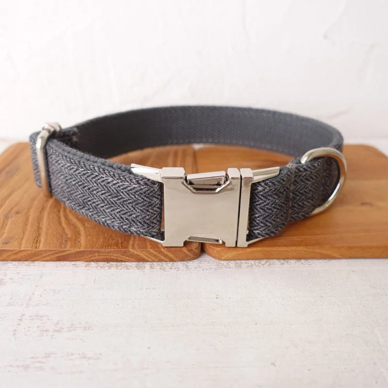 THE GRAY SUIT Engraved Dog Collar Set