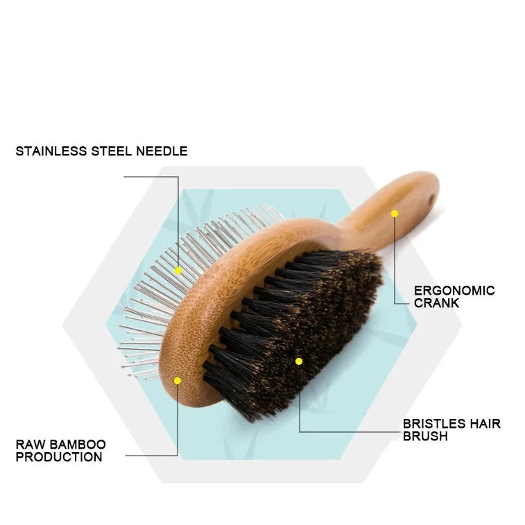 Double-sided Bamboo Dog Brush