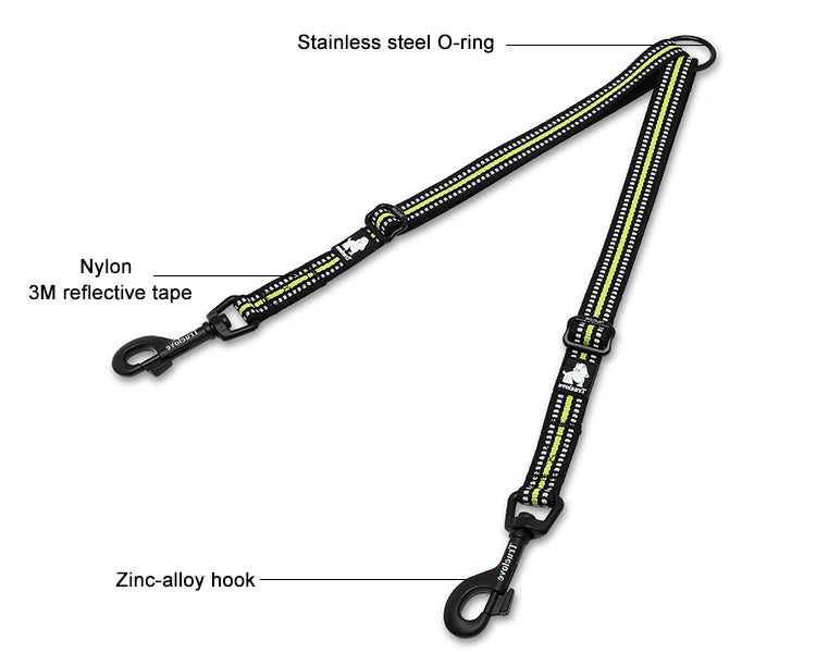 Reflective Nylon Double Dog Leash Splitter