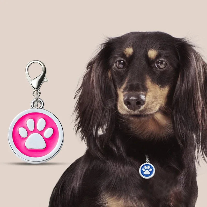 Pink Paw Dog ID Tag