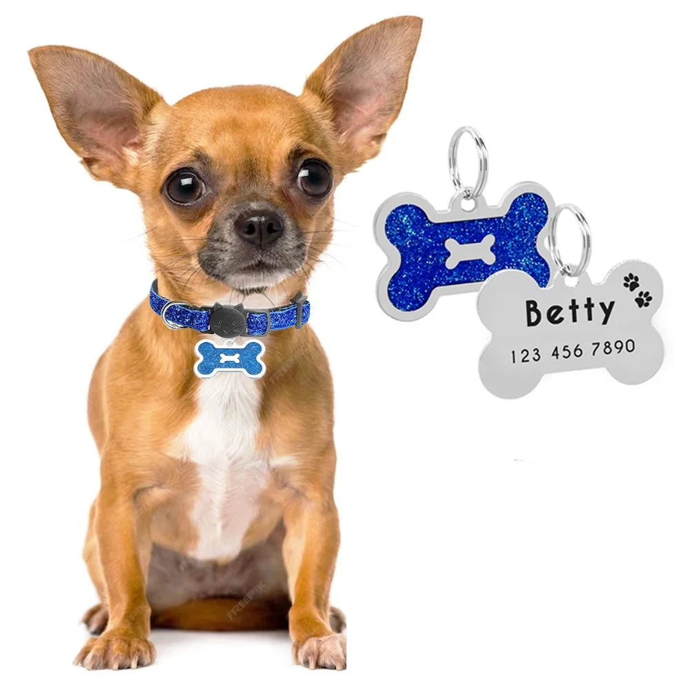 Glitter Bone Dog ID Tag