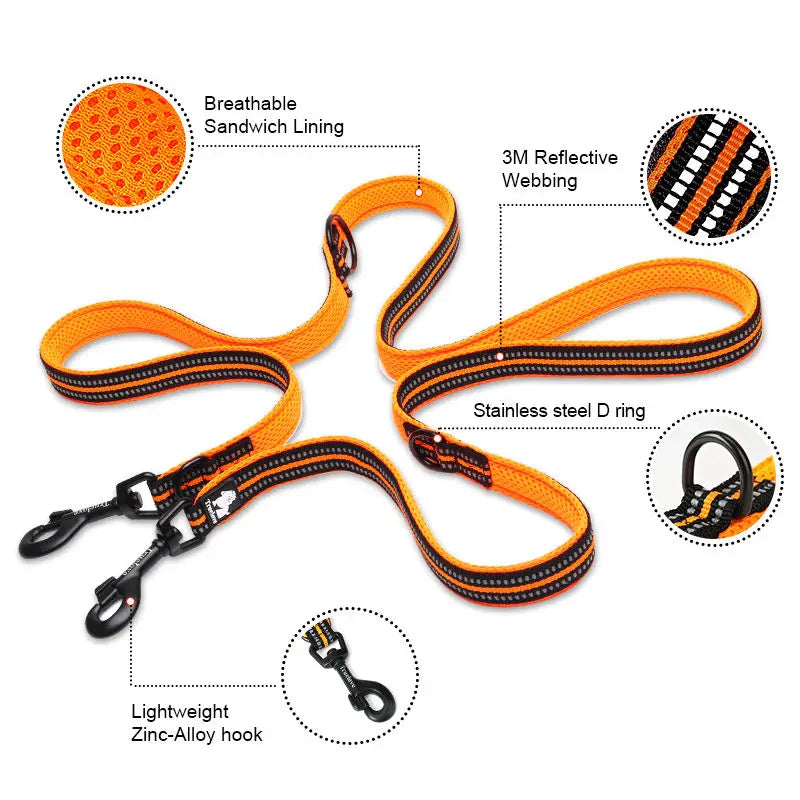 6 In 1 Double Ended Multi-Purpose Adjustable Dog Lead