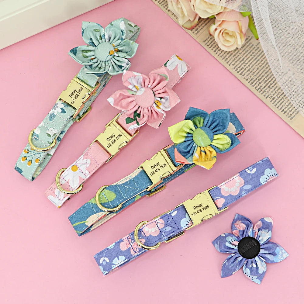 Flower Power Personalised Dog Collar