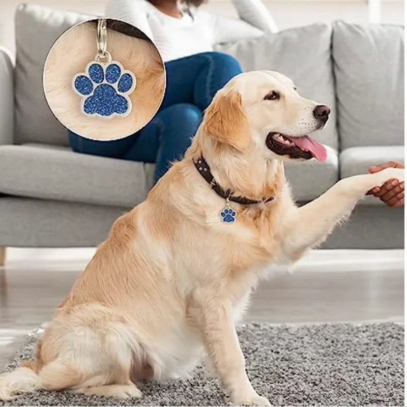 Glitter Paw Print Dog ID Tag