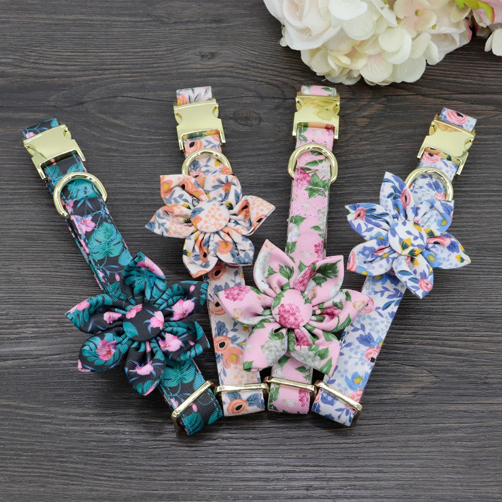 Flower Power Personalised Dog Collar