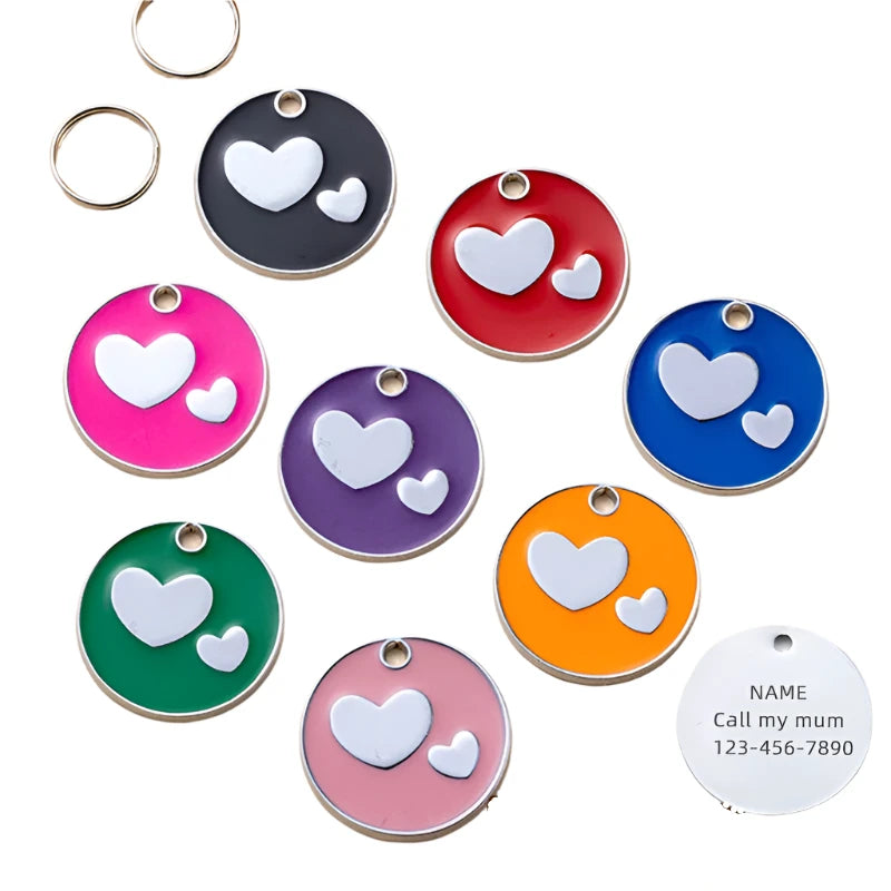 Double Heart Pendant Dog ID Tag