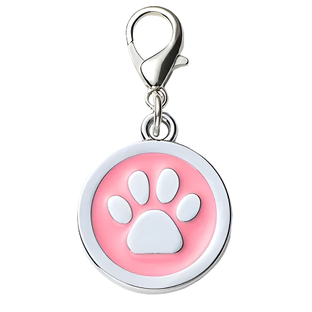 Baby Pink Paw Print Dog ID Tag