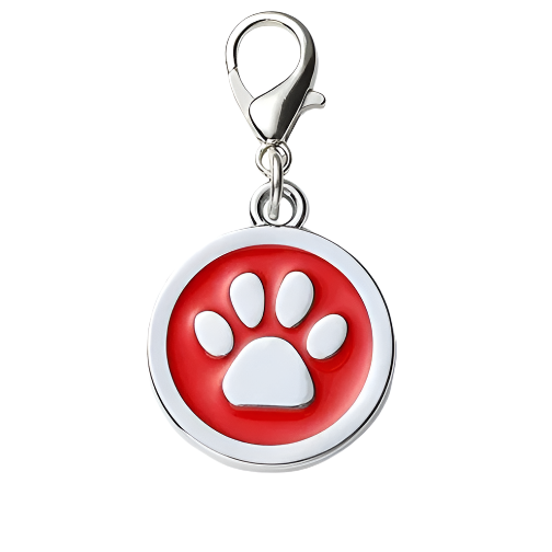 Red Paw Print Dog ID Tag
