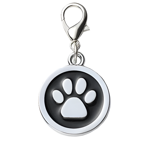 Black Paw Print Dog ID Tag