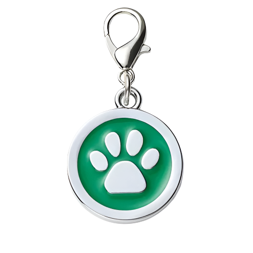 Green Paw Print Dog ID Tag