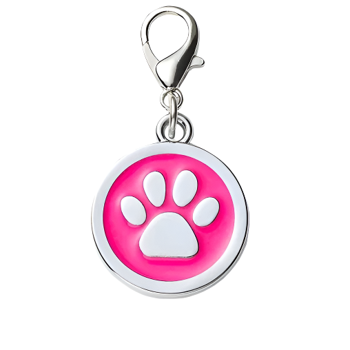 Pink Paw Dog ID Tag